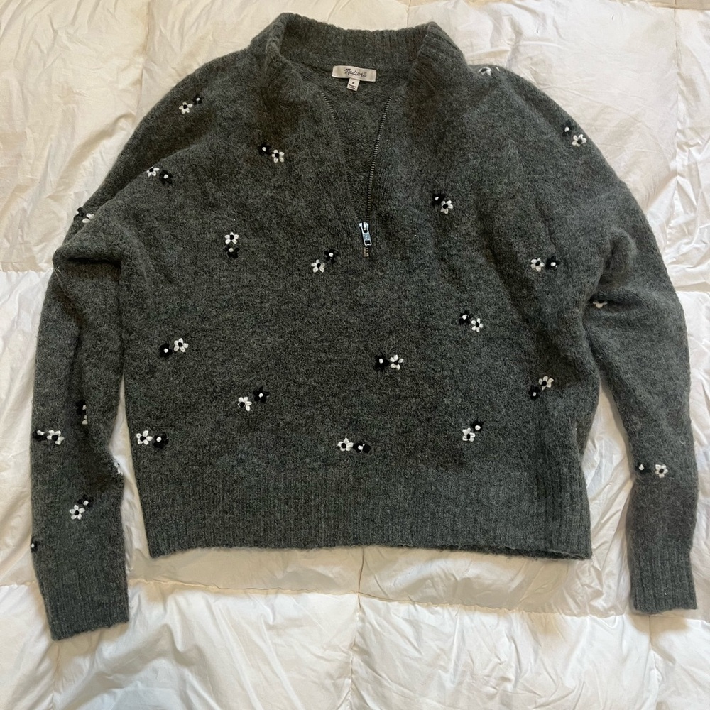 Madewell Dark Gray Floral Women's Sweater